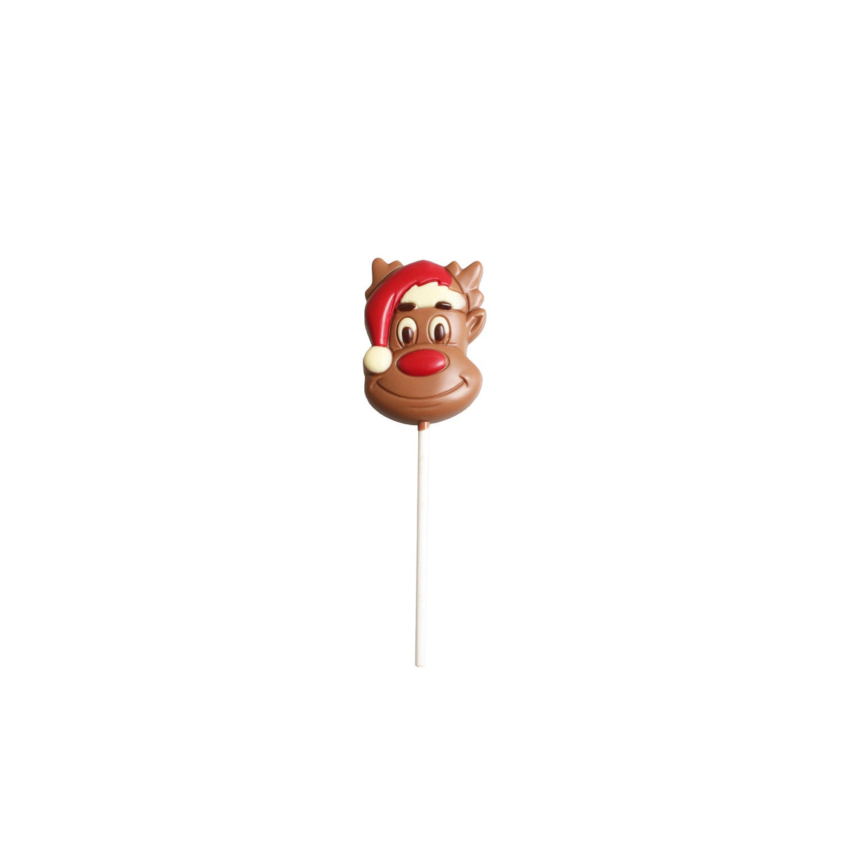 Solid decorated milk chocolate Christmas elk lolly