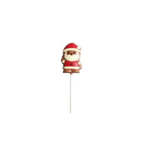 Solid decorated milk chocolate Santa lolly from Jag Couture London-New York, featuring festive holiday decoration and detailed design.