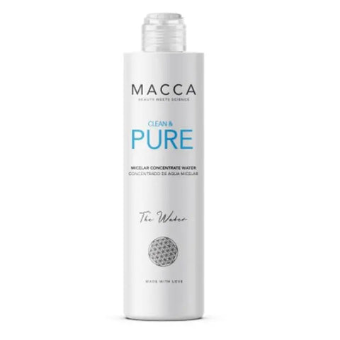 Jag Couture London New York Macca Clean & Pure Micellar Concentrate Water 200ml bottle with clear label and cap.