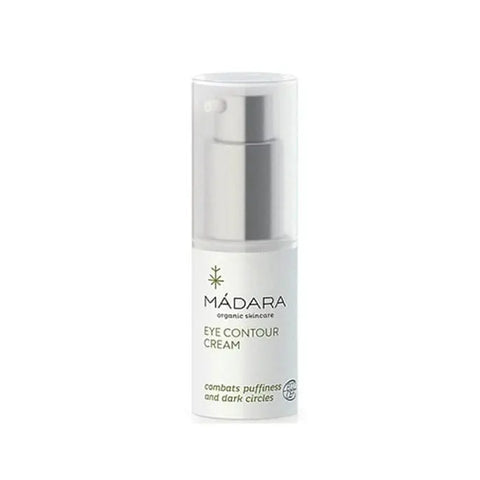 Mádara Deep Moisture Eye Contour Cream 15ml, nourishing skincare product with natural ingredients in a sleek container.