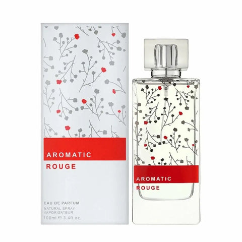 Maison Alhambra Aromatica Rouge Eau De Parfum 100ml spray bottle by Jag Couture London New York, elegant fragrance with deep red accents.