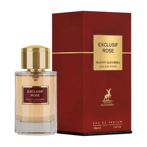 Maison Alhambra Collection Exclusif Rose Eau De Parfum 100ml spray by Jag Couture London featuring elegant floral fragrance.