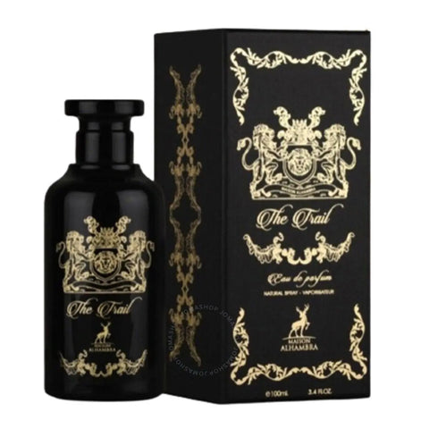 Maison Alhambra The Trail Eau De Parfum 100ml spray by Jag Couture London featuring elegant glass bottle and sophisticated fragrance.