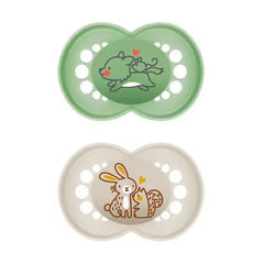 Mam Original Pure Silicone Pacifier +16 Months Green/Beige 2 Units Jag Couture London - New York