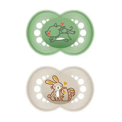 Mam Original Pure Silicone Pacifier +6 Months Green/Beige - 2 Units Jag Couture London - New York