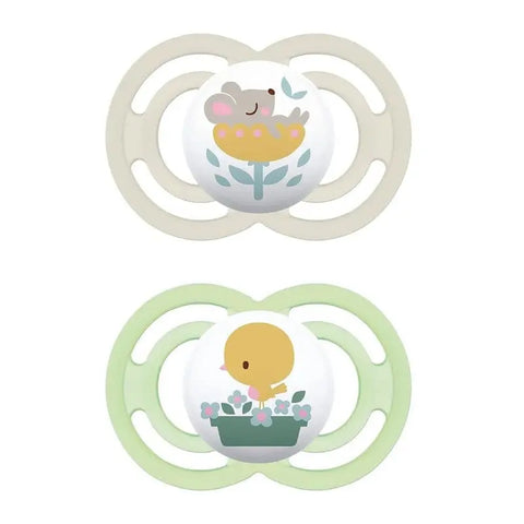 Mam Perfect Symmetrical Silicone Pacifier for 16+ months, double pack, with matte finish from Jag Couture London New York.