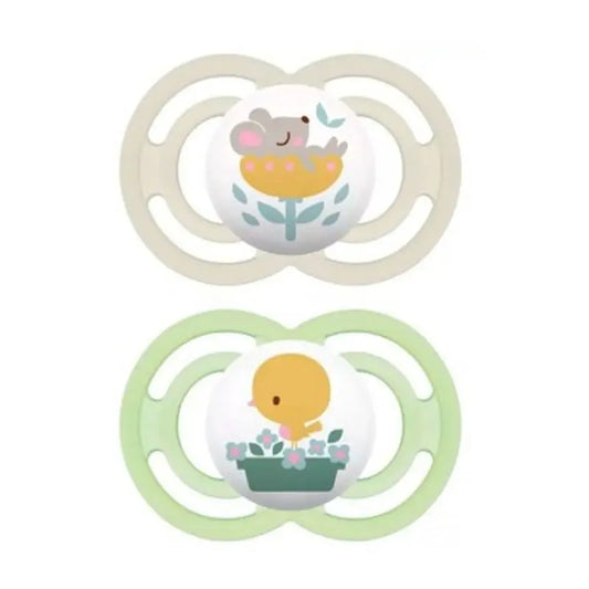 Mam Perfect +6M Silicone Pacifier Yellow/Green 2 Units Jag Couture London - New York