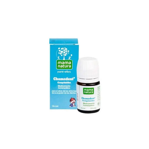 Mama Natura Chamodent pediatric tablets by Jag Couture London New York, showing colorful chewable tablets for children.