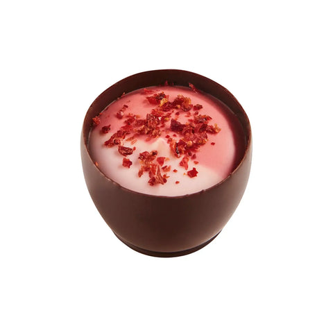 Mary chocolate ganache treat by Jag Couture London with raspberry and strawberry crème toppings, 14g.
