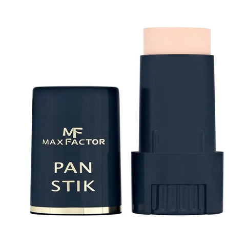 Max Factor Pan Stik Foundation in shade 12 True Beige, displayed with packaging, by Jag Couture London New York.