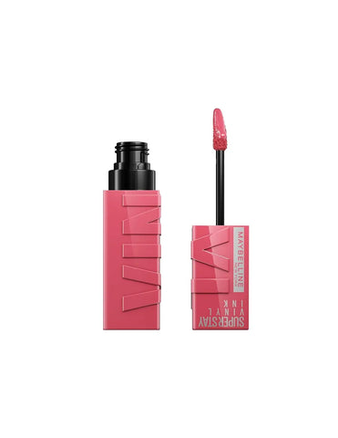Maybelline Superstay Vinyl Ink Liquid Lipstick in shade 145 Rouge, 4.2ml, with sleek packaging and applicator visible.