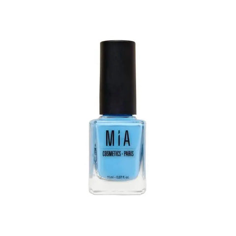 Mía Cosmetics Aqua Blue nail polish bottle from Jag Couture London - New York with a vibrant blue shade.