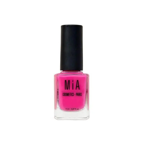 Magnetic pink nail polish by Mia Cosmetics from Jag Couture London New York, showing a close-up of the glossy, magnetic finish on nails.