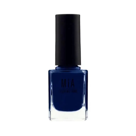 Mía Cosmetics Midnight Sky nail polish by Jag Couture London New York, showing a close-up of the dark, glossy nail color.
