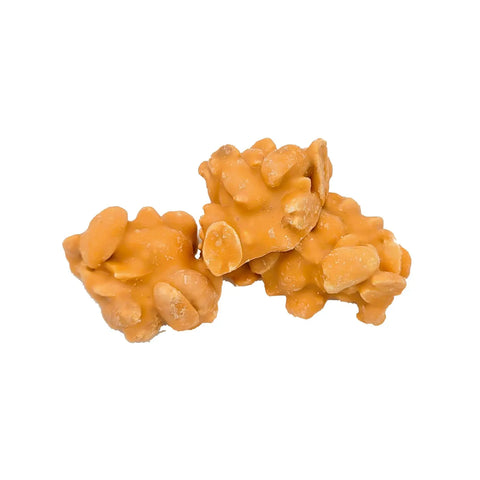 Milk chocolate-covered salted caramel peanut clusters by Jag Couture London New York, showcasing crispy peanuts coated in smooth chocolate.