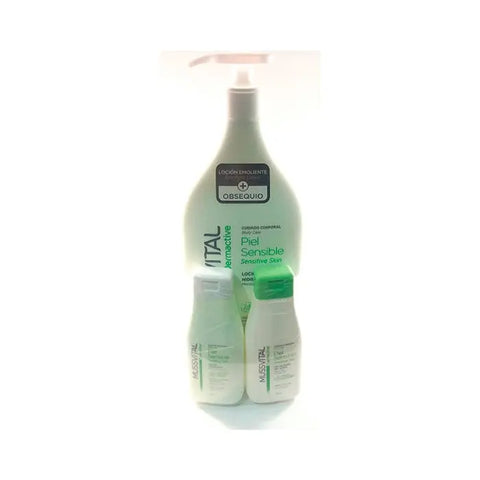 Set of three Mussvital Dermactive Moisturising Lotions for sensitive skin in 1000ml bottles by Jag Couture London New York