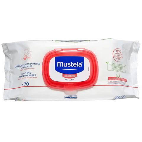 Mustela Comfort Cleaning Wipes Without Perfume, 70-count pack, soft and gentle for sensitive skin, by Jag Couture London New York