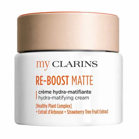 Jar of Clarins Hydra Matifying Cream 50ml with sleek packaging, displayed on a neutral background.
