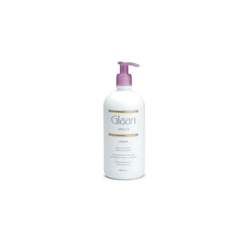 Mylan Glaan Urea 10% skincare product in 500ml bottle by Jag Couture London New York, with white packaging and label.