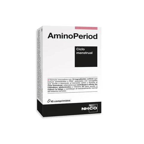 NHCO AminoPeriod 45 tablets supplement by Jag Couture London New York, showing the bottle with 45 tablets on the label.