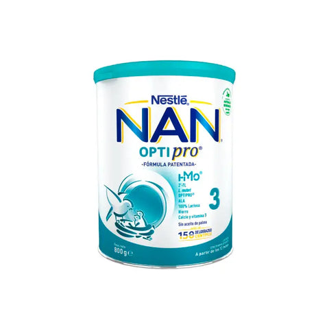Nestle Nan Optipro 3 infant formula 800g, displayed in a clean, well-lit container with packaging details.