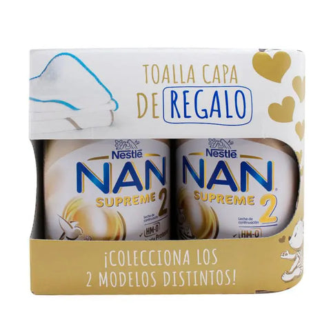 Nestlé Nan Suprema infant formula 2x800g with towel gift, featuring packaging and product details from Jag Couture London New York.