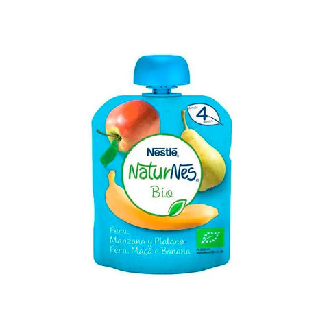 Nestlé Naturnes Bio 90g organic baby food jar with label, featuring natural ingredients and branding from Jag Couture London New York.