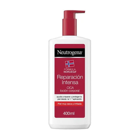 Neutrogena Intensive Repair Body Lotion 400ml in a pump bottle, with a clean, minimalist design and branding details.