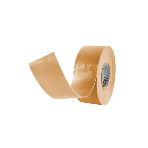 Nexcare Active Tape in skin color, 2.5cm x 4.5m, by Jag Couture London and New York, showing the tape rolled out on a surface.