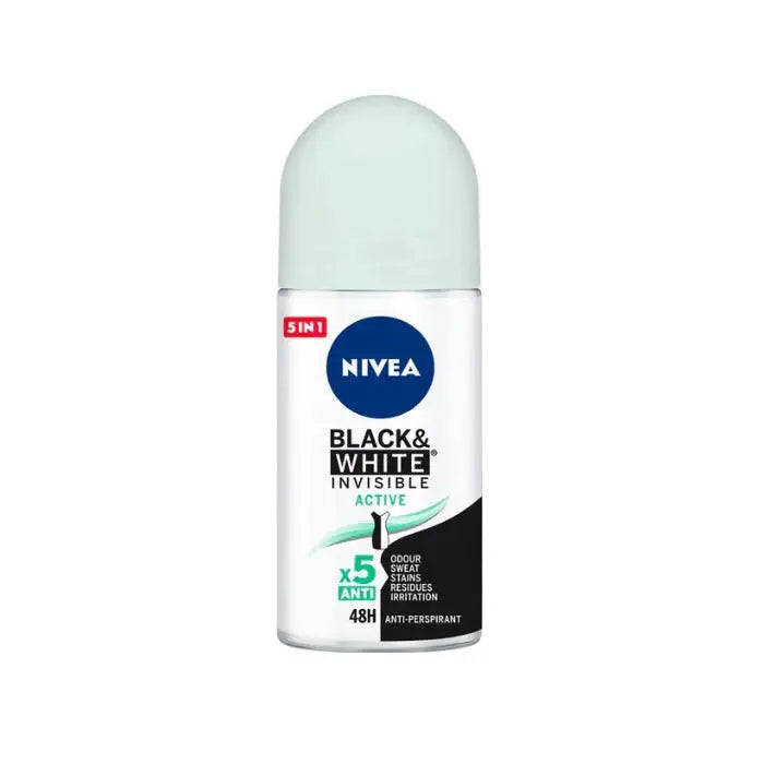 Nivea Black &amp; White Invisible Active Deodorant Roll On 50ml - Jag Couture London - New York