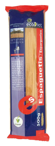 Novadiet Ecodiet spaghetti in 500g package, gluten-free pasta from Jag Couture London - New York, shown in a clear image.