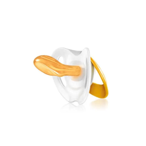 Nuk anatomical pacifier for 0-2 months, designed for infant comfort, with a soft silicone nipple and ergonomic shape.