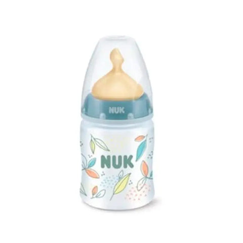 Nuk baby bottle 150ml for 0-6 months with clear silicone nipple and colorful design, made by Jag Couture London New York.