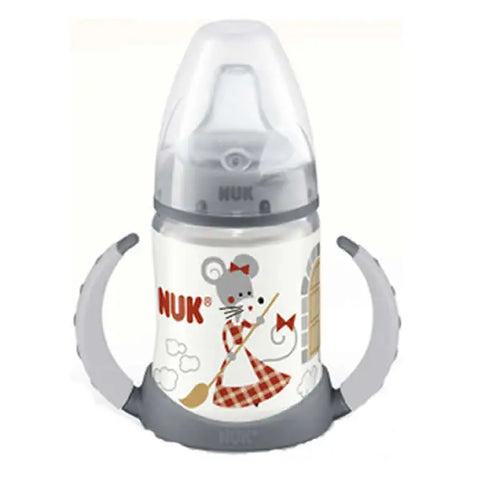 Nuk Baby Bottle Entrena Érase Una Vez First Choice T2 silicone 150ml for 6-18 months, with colorful design and measuring marks.