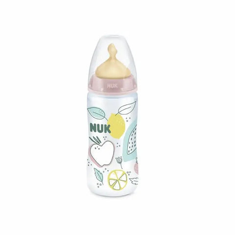 Nuk baby bottle FC+ with 300ml capacity, made of PP and latex, featuring colorful design by Jag Couture London New York
