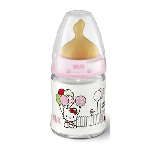 Nuk Baby Bottle First Choice Hello Kitty T1 Latex for 0-6 months, 150ml, featuring Hello Kitty design, by Jag Couture London New York.