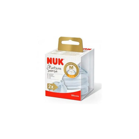 Silicone Nuk anticolic Nature Sense 1M baby nipple with two nipples, designed for gentle feeding, by Jag Couture London New York
