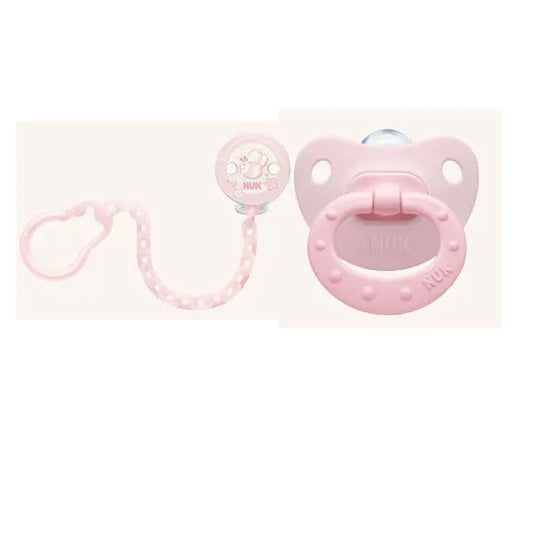 Nuk Rose And Blue Silicone Soother And Chain 6-18m Jag Couture London - New York