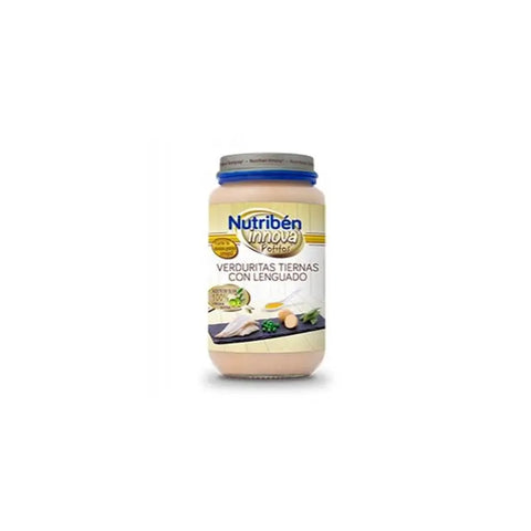 Nutriben Nutribén Innova Potito Verduras Tiernas con Lenguado 250g baby food jar with vegetables and fish label