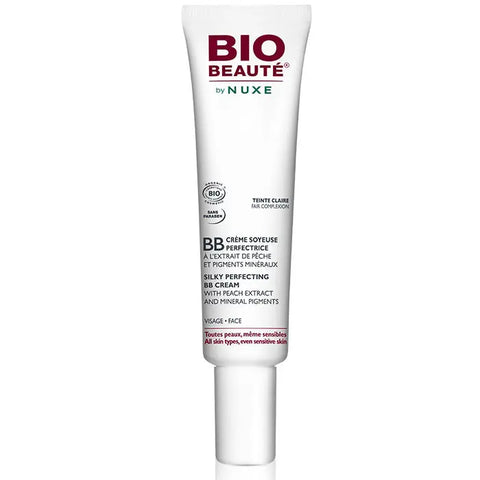 Nuxe Bio Beauté Silky Perfecting BB Cream for fair complexion in 30ml tube, with smooth, lightweight texture.