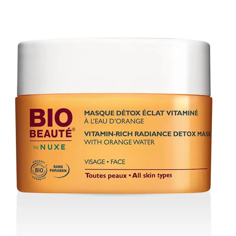 Nuxe Bio Beaute Vitamin Rich Detox Mask 50ml in a sleek jar, featuring natural ingredients and vibrant packaging.