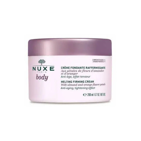 Nuxe Body Fondant Firming Cream jar with 200ml size, featuring smooth, luxurious texture and sleek packaging.
