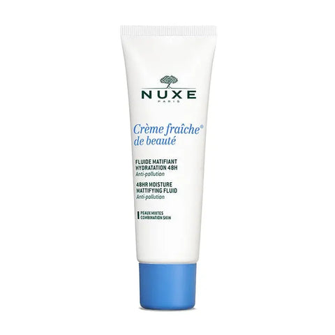 Nuxe Crème Fraîche De Beauté Matifying Fluid for combination skin in 50ml bottle, displayed on a neutral background.