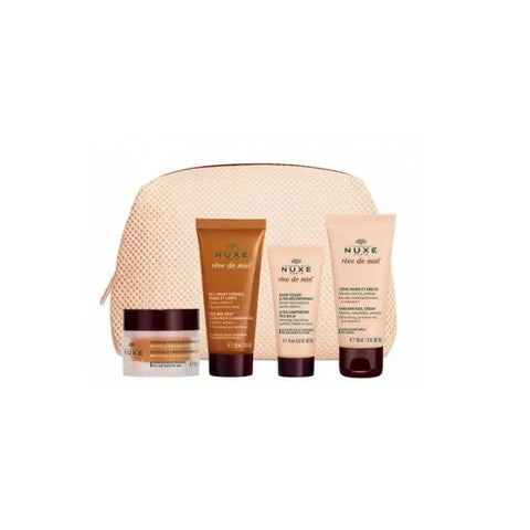 Nuxe Reve De Miel skincare set with four products, including lip balm and creams, by Jag Couture London - New York.