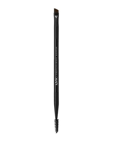 Dual brow brush from NYX Pro by Jag Couture London, featuring two brush heads for precise eyebrow grooming and shaping.
