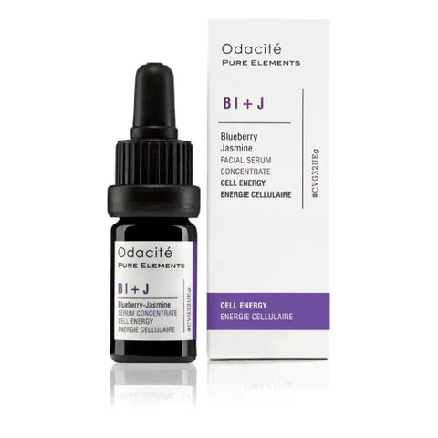 Odacité Bi+J Blueberry Jasmine Facial Serum Concentrate 5ml in a clear glass dropper bottle with a white label.