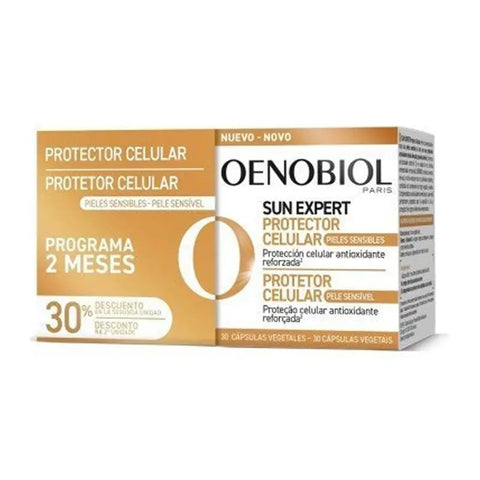 Oenobiol Duplo Solar Sensitive Skin capsules by Jag Couture London New York, showing two bottles of 30 capsules each.