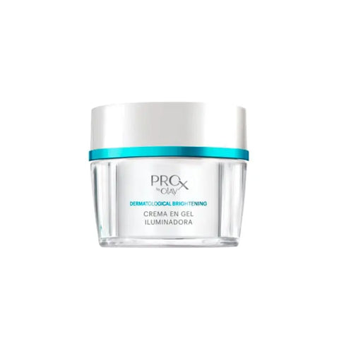 Olay Pro X Crema Gel Iluminadora in 48g jar, featuring a sleek design with the product label visible.