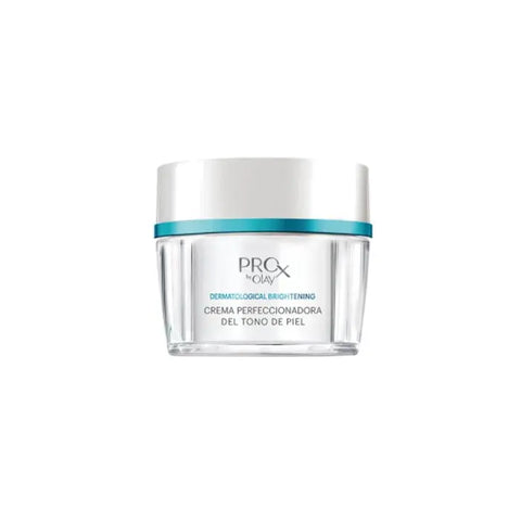 Olay Prox Tone Perfecting Cream in 48g jar, displayed with branding from Jag Couture London and New York.