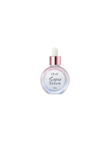 Olay Super Serum 5 En 1 bottle displayed, featuring sleek packaging and 30ml size from Jag Couture London and New York.